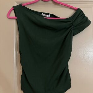 Zara Women's Dark Green Asymmetrical Blouse